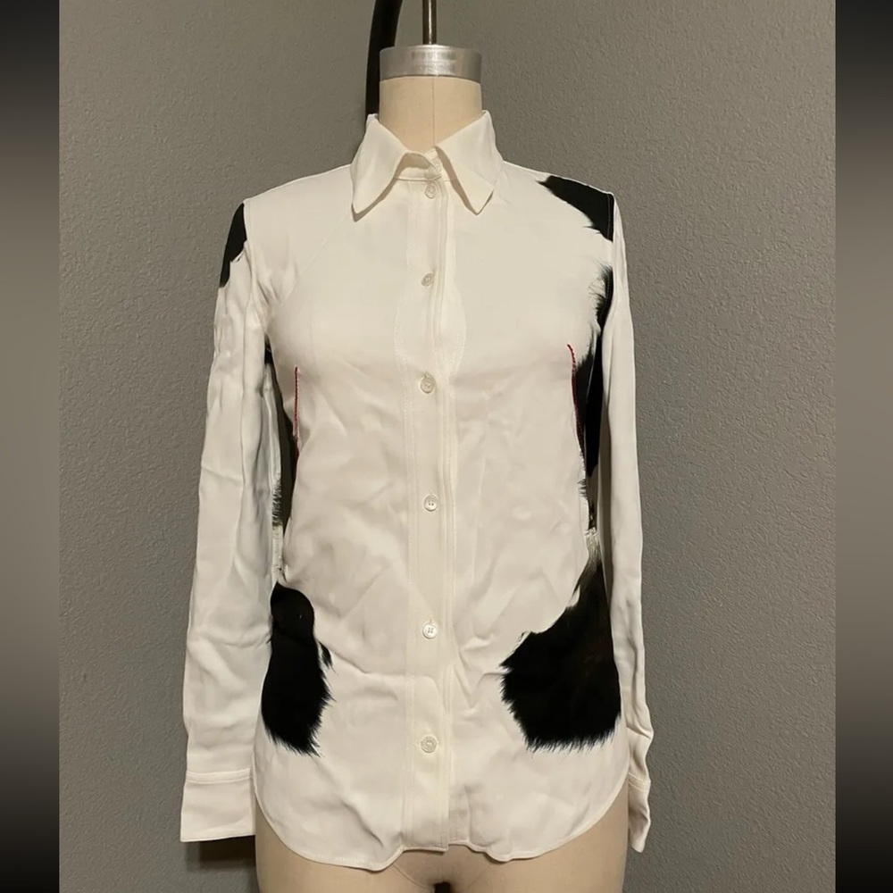 Victoria Beckham ($890) Animal Print Silk Shirt-NWT-UK:6/US:2
